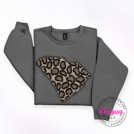 South Carolina Leopard Crewneck Sweatshirt Cozy SC Pride Gift