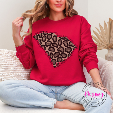 South Carolina Leopard Crewneck Sweatshirt Cozy SC Pride Gift
