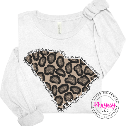 South Carolina Leopard Long Sleeve Tee for SC Pride and Local Gifts