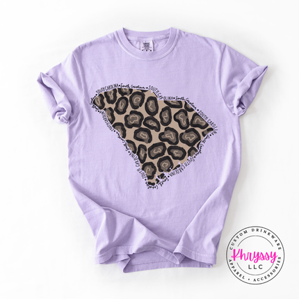 South Carolina Leopard Print State Tee for SC Pride and Local Gifts
