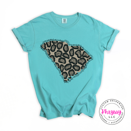 South Carolina Leopard Print State Tee for SC Pride and Local Gifts