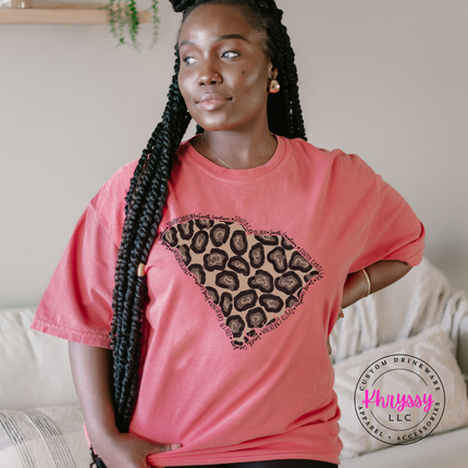 South Carolina Leopard Print State Tee for SC Pride and Local Gifts