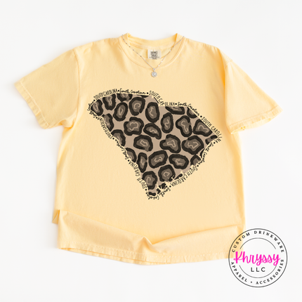 South Carolina Leopard Print State Tee for SC Pride and Local Gifts