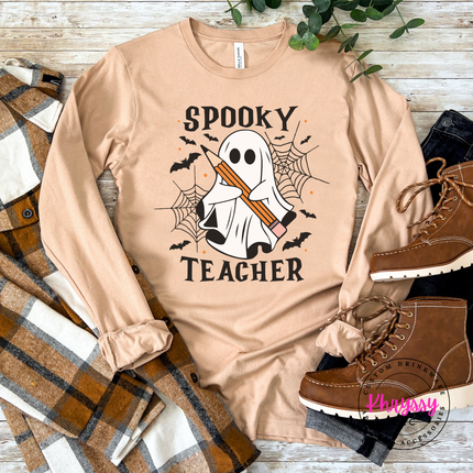 Sand Dune long sleeve tee with the cute Halloween teacher ghost design