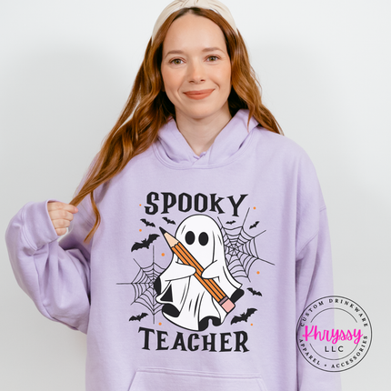 Spooky Teacher Ghost Halloween Pullover Hoodie