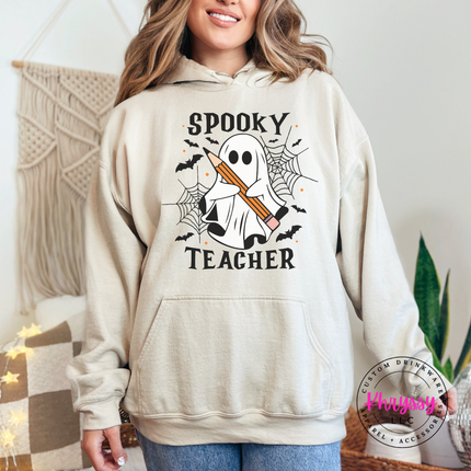 Spooky Teacher Ghost Halloween Pullover Hoodie
