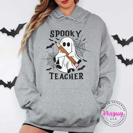 Spooky Teacher Ghost Halloween Pullover Hoodie