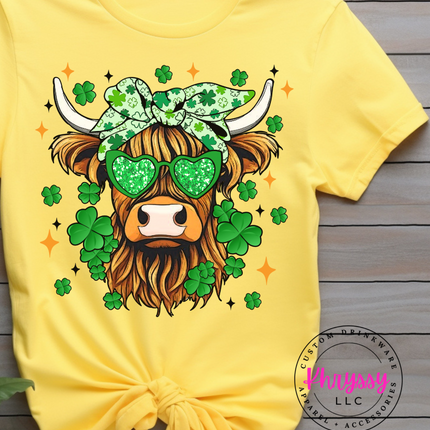 Shamrock Shades Highland Cow: St. Patrick's Day Edition Unisex T-Shirt