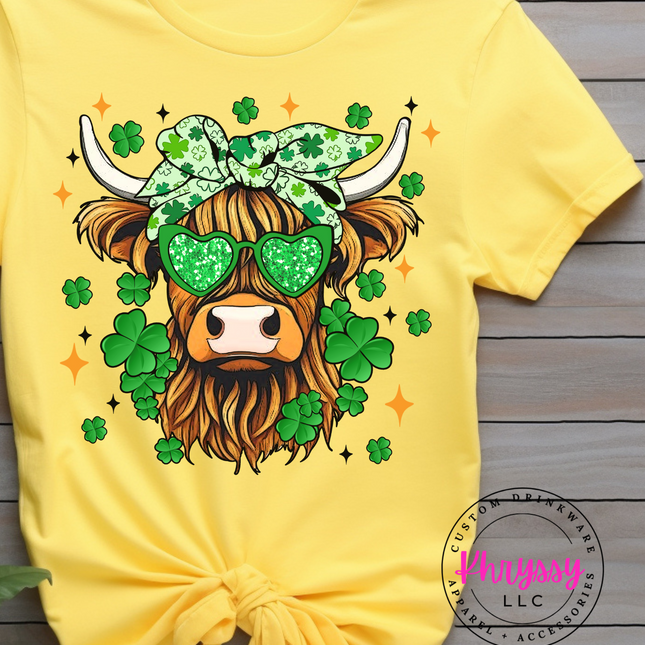 Shamrock Shades Highland Cow: St. Patrick's Day Edition Unisex T-Shirt