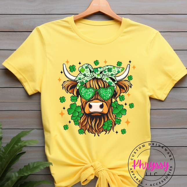 Shamrock Shades Highland Cow: St. Patrick's Day Edition Unisex T-Shirt