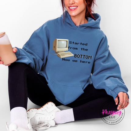Started From the Bottom Now We Here GCS Virtual Program Gildan Heavy Blend Hoodie Front Back