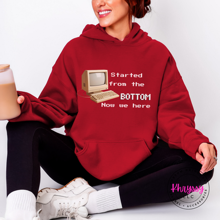 Started From the Bottom Now We Here GCS Virtual Program Gildan Heavy Blend Hoodie Front Back