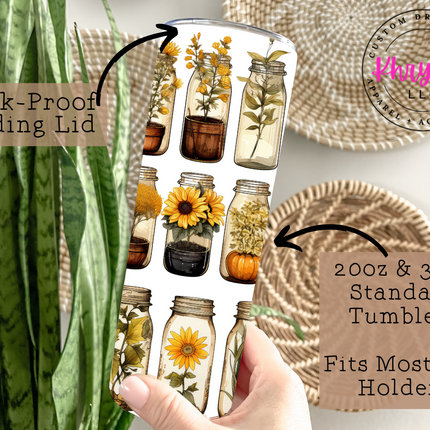 Sunny Fields Mason Jar 20oz Tumbler with Straw