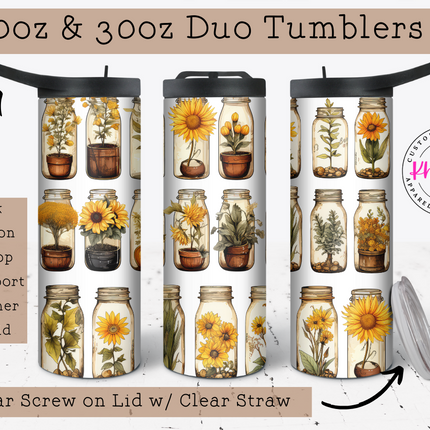 Sunny Fields Mason Jar 20oz Tumbler with Straw