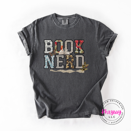 Book Nerd Floral Collage Letters Tee | Reader Gift for Women