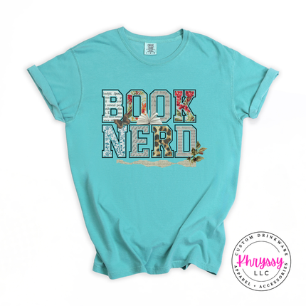 Book Nerd Floral Collage Letters Tee | Reader Gift for Women
