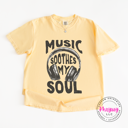 Music Soothes My Soul Headphones Statement Tee | Music Gift