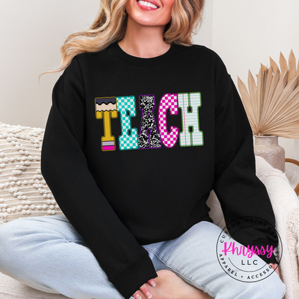 Teach Graphic Crewneck Sweatshirt Cozy Gift for Teachers
