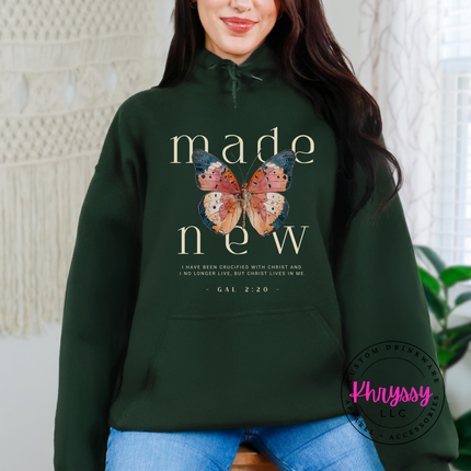 Made New Butterfly Faith Hoodie | Galatians 2:20 Gift for Her