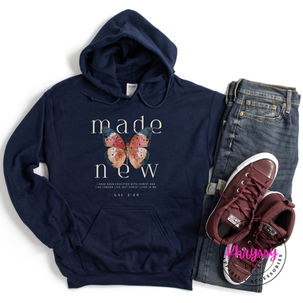 Made New Butterfly Faith Hoodie | Galatians 2:20 Gift for Her