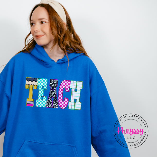 Teach Graphic Hoodie Warm Gift for Teachers and Educators