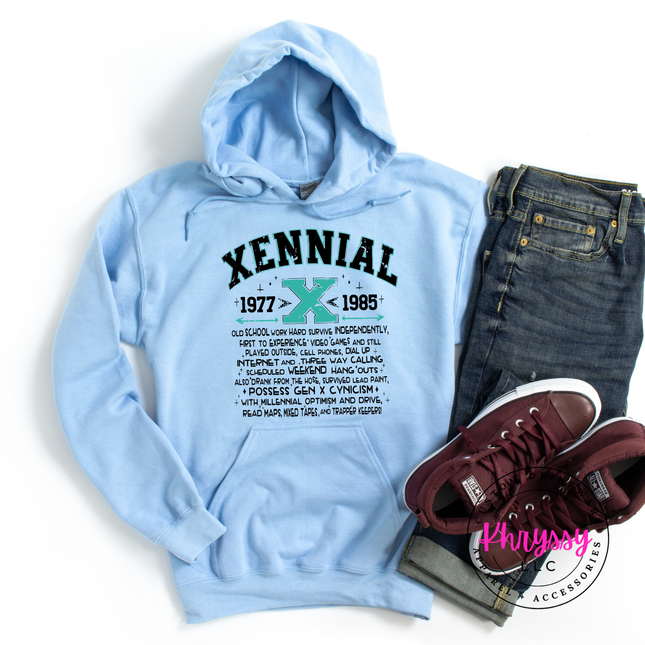 Xennial 1977 to 1985 Generational Hoodie | Funny Birthday Gift