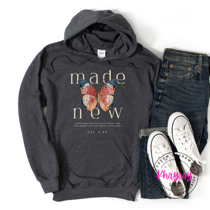 Made New Butterfly Faith Hoodie | Galatians 2:20 Gift for Her