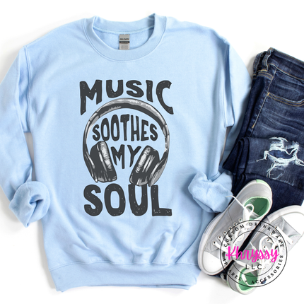 Music Soothes My Soul Headphones Crewneck Sweatshirt | Music Gift