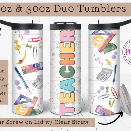 Educator's Delight Teacher 20oz Tumbler with Straw