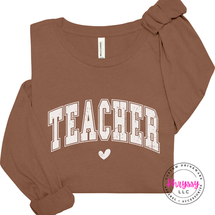 Vintage distressed teacher tee in Chestnut, an easy everyday layer.