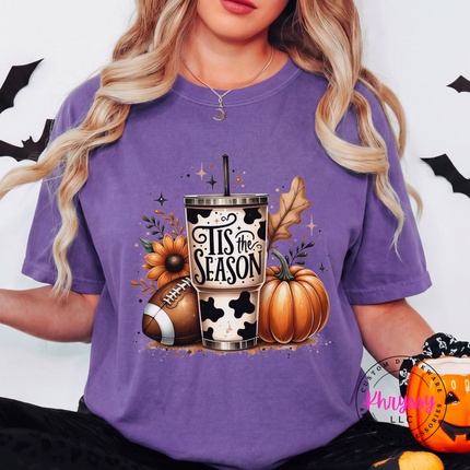 Grape tee with the Tis the Season fall tumbler graphic