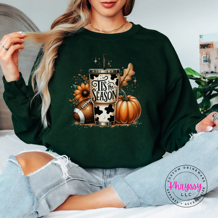 Forest crewneck sweatshirt with the tis the season sunflower and football print
