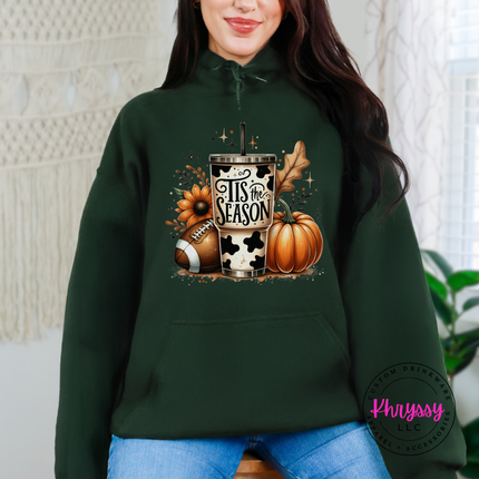 Forest hoodie sweatshirt with the tis the season sunflower and football print