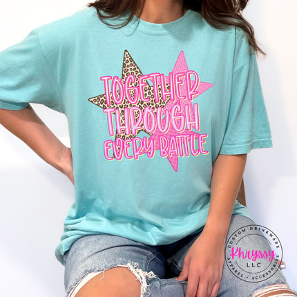Together Through Every Battle Tee, Cancer Support Squad Leopard Star Shirt