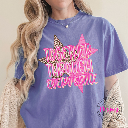Together Through Every Battle Tee, Cancer Support Squad Leopard Star Shirt