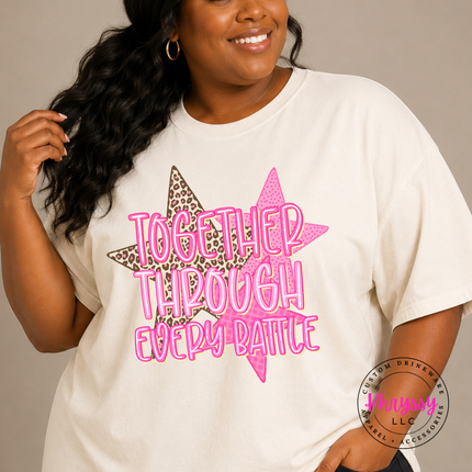 Together Through Every Battle Tee, Cancer Support Squad Leopard Star Shirt