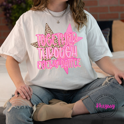 Together Through Every Battle Tee, Cancer Support Squad Leopard Star Shirt