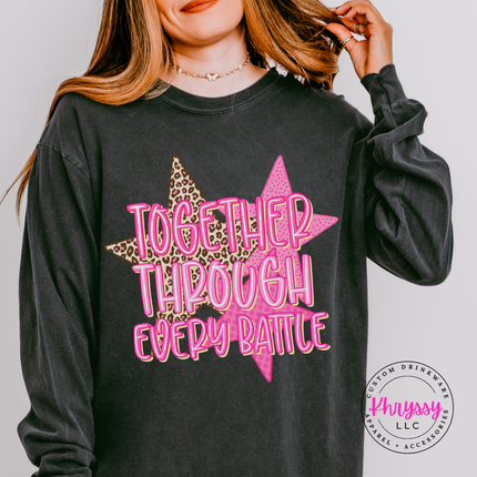 Together Through Every Battle Long Sleeve Shirt, Leopard Star Support Top