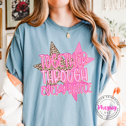 Together Through Every Battle Long Sleeve Shirt, Leopard Star Support Top