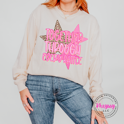 Together Through Every Battle Long Sleeve Shirt, Leopard Star Support Top
