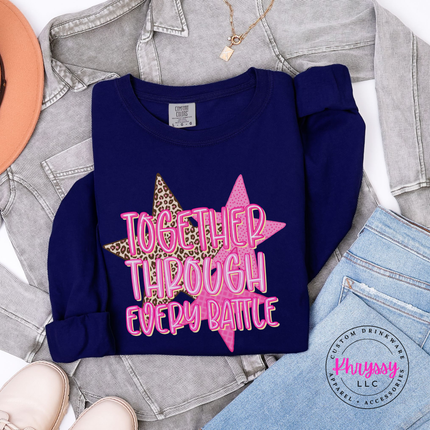 Together Through Every Battle Long Sleeve Shirt, Leopard Star Support Top