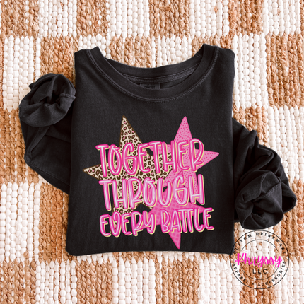 Together Through Every Battle Long Sleeve Shirt, Leopard Star Support Top