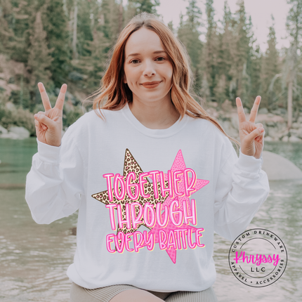 Together Through Every Battle Long Sleeve Shirt, Leopard Star Support Top