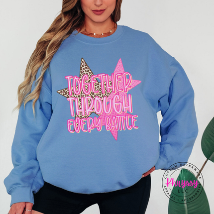 Together Through Every Battle Sweatshirt, Leopard Star Support Crewneck