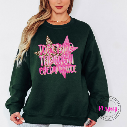 Together Through Every Battle Sweatshirt, Leopard Star Support Crewneck
