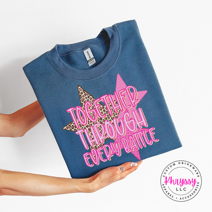 Together Through Every Battle Sweatshirt, Leopard Star Support Crewneck