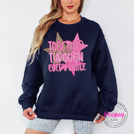 Together Through Every Battle Sweatshirt, Leopard Star Support Crewneck