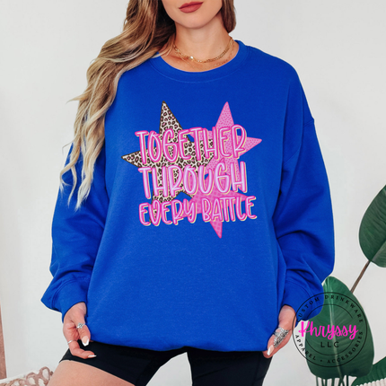 Together Through Every Battle Sweatshirt, Leopard Star Support Crewneck