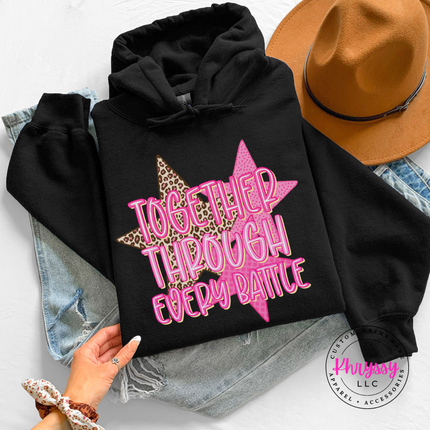 Together Through Every Battle Hoodie, Cancer Support Squad Leopard Star