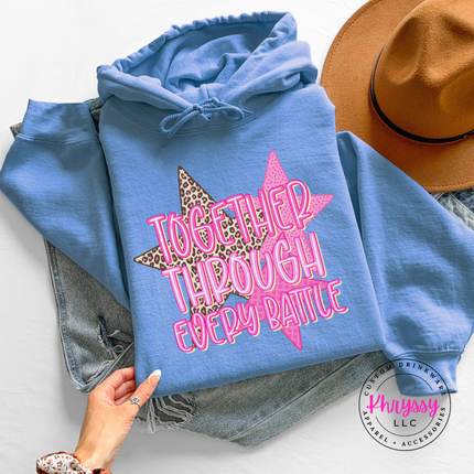 Together Through Every Battle Hoodie, Cancer Support Squad Leopard Star